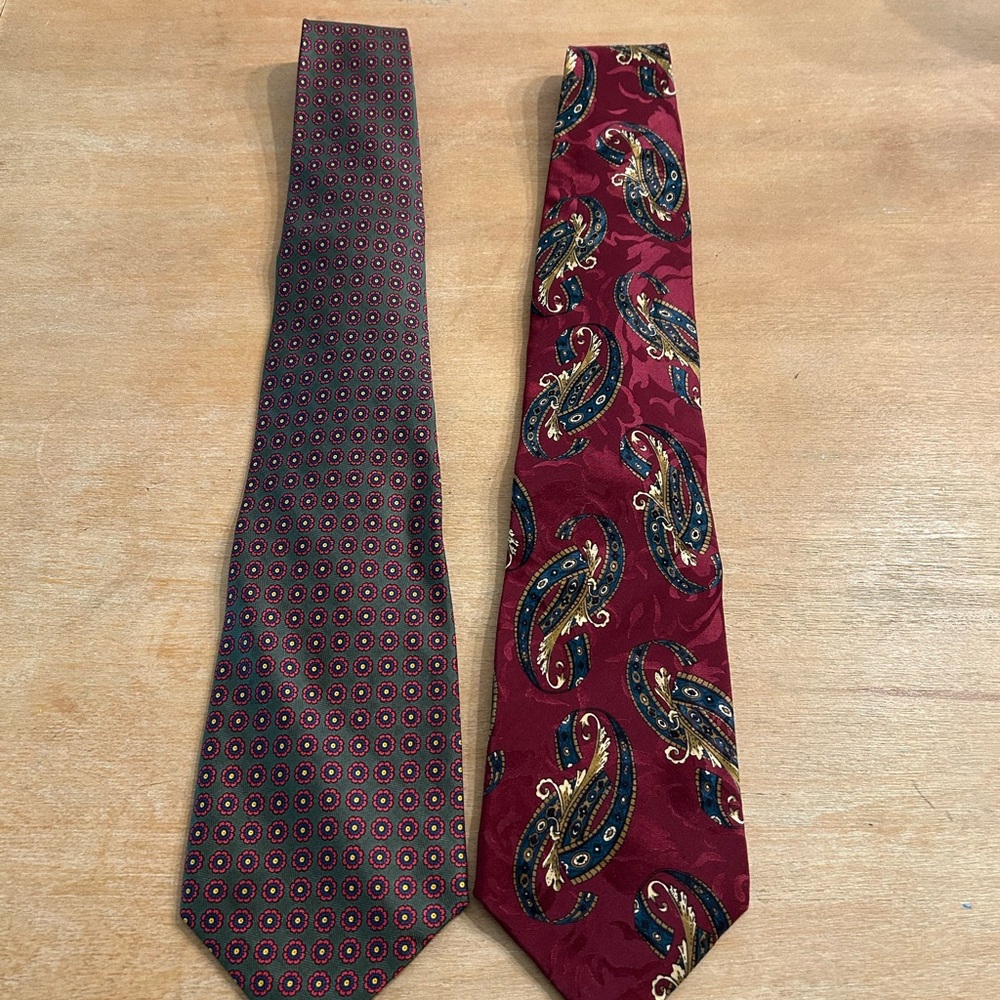 Pair of Polo by Ralph Lauren Red and Brown Silk Ties